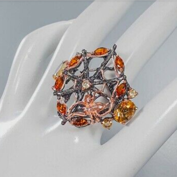 Citrine sterling Rosegold Spiderweb 🕸 ring sz8 - Picture 3 of 13